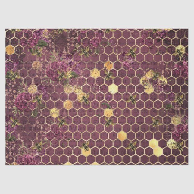 Papier Mousseline Burgundy Bee Series Design One (Recto)