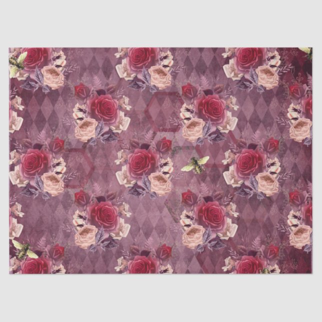 Papier Mousseline Burgundy Bee Series Design Onze (Recto)