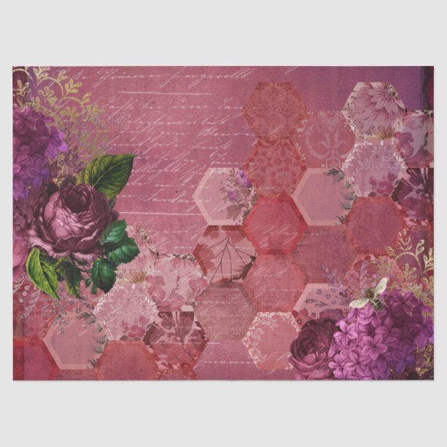 Papier Mousseline Burgundy Bee Series Design Quinze (Recto)