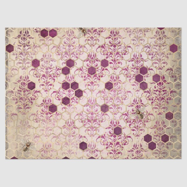 Papier Mousseline Burgundy Bee Series Design Seize (Recto)