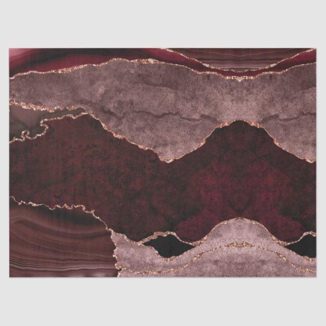 Papier Mousseline Burgundy Dusty Rose Gold Agate Geode (Recto)