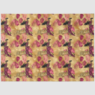 Papier Mousseline Burgundy et Gold Tiger Series Design 18