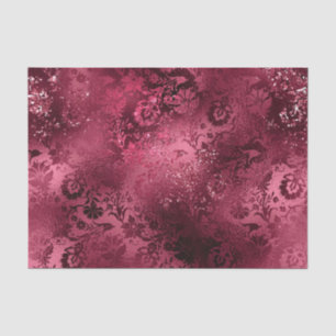 Papier Mousseline Burgundy Glam Foil Parties scintillant Damask