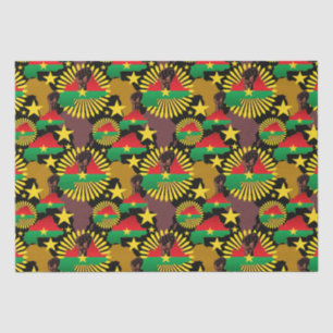 Papier Mousseline Burkina Faso Carte, drapeau et première révolution