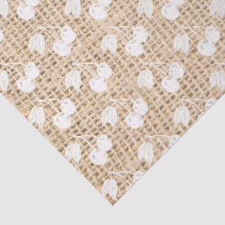 Papier Mousseline Burlap et cerises blanches