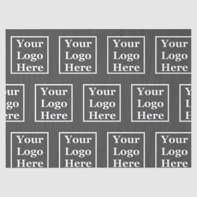 Papier Mousseline Business Dark Grey Votre logo Ici Motif Modèle (Recto)