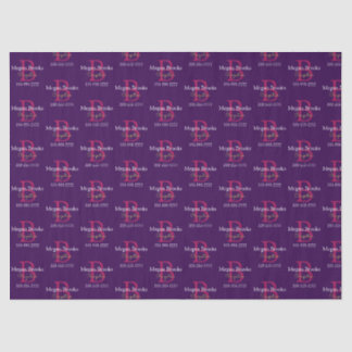 Papier Mousseline Business Promo, Name, Monogram & Title on Purple