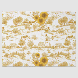 Papier Mousseline Cabane Fleur de Tournesol Dorée Toile Campagnarde