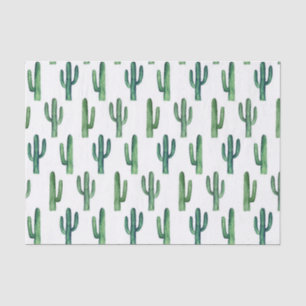 Papier Mousseline Cactus aquarelle. Motif cactus verts. Moderne