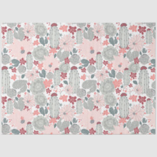 Papier Mousseline Cactus Cactus Pink Mint Succulents