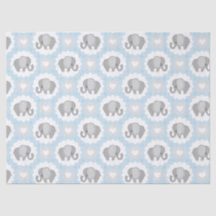 Papier Mousseline Cadeau bleu de douche d'éléphant de bébé infantile