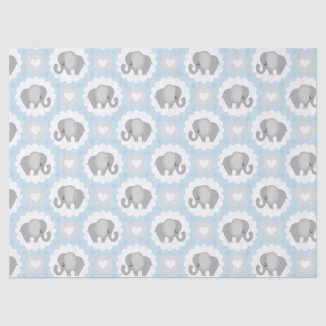 Papier Mousseline Cadeau bleu de douche d'éléphant de bébé infantile (Recto)