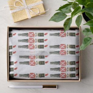 Papier Mousseline Cadeau de Noël traditionnel Casse-noix aquarelle