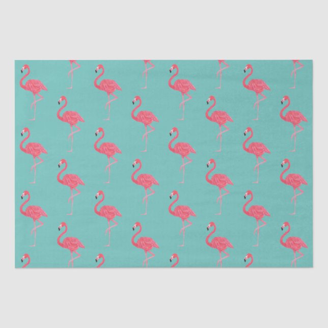 Papier Mousseline Cadeau d'enveloppement de Flamant rose turquoise e (Recto)