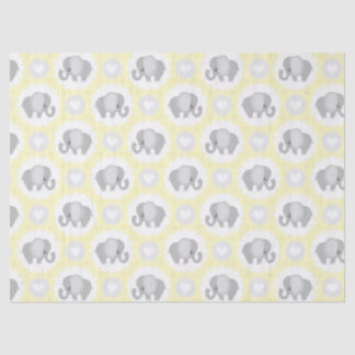 Papier Mousseline Cadeau jaune neutre de douche d'éléphant de bébé