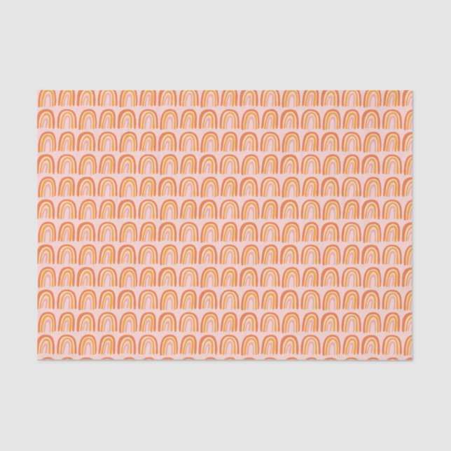 Papier Mousseline Cadeau Motif rose orange arc-en-ciel (Recto)