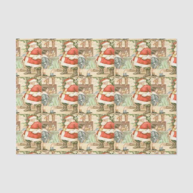 Papier Mousseline Cadeaux Père Noël Tissu Papier (Recto)