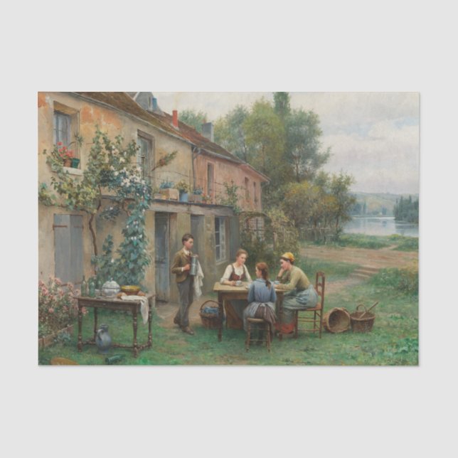 Papier Mousseline Café dans le jardin par Daniel Ridgway Knight (Recto)