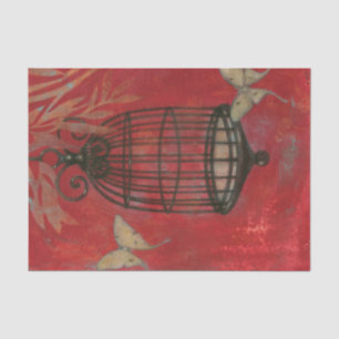 Papier Mousseline Cage d'oiseaux décorative avec papillons