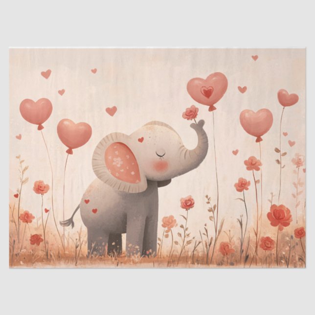 Papier Mousseline Calf d'éléphant de Whimsal Valentine Découpage (Recto)