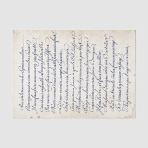Papier Mousseline Calligraphie bleu français Parchemin de script Vin