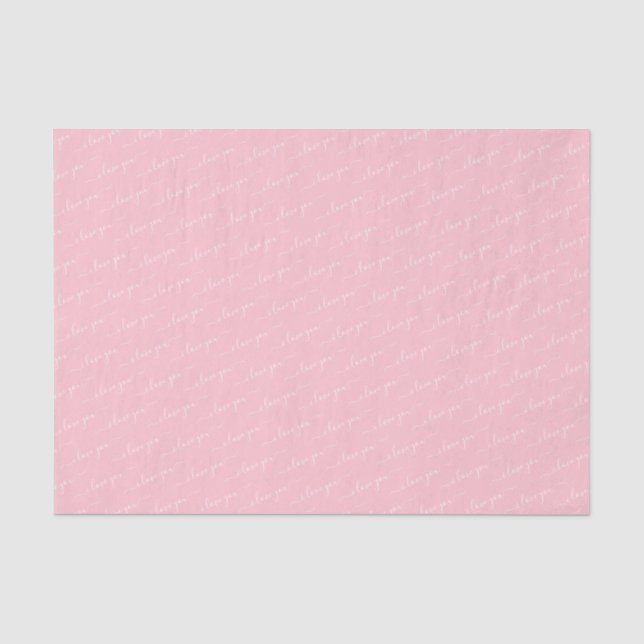 Papier Mousseline Calligraphie moderne Je t'aime Saint Valentin rose (Recto)