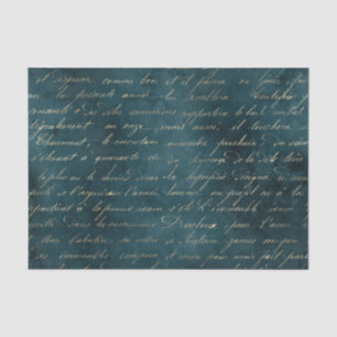 Papier Mousseline Calligraphie vintage grunge sarcelle