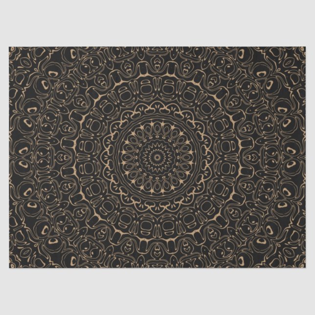 Papier Mousseline Camel Tan Mandala avec une symétrie élégante (Recto)