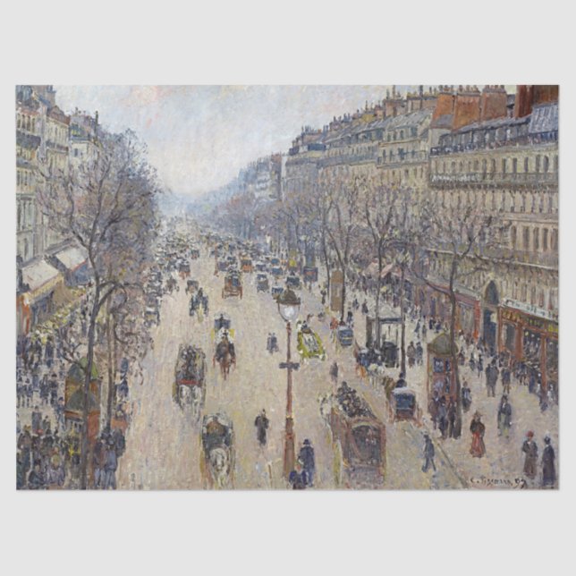 Papier Mousseline Camille Pissarro - Boulevard Montmartre, matin (Recto)