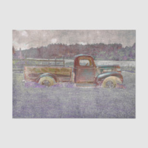 Papier Mousseline Camion de ferme d'art rouge pourpre rustique rétro
