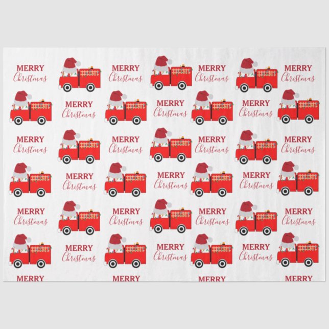 Papier Mousseline Camion de feu rouge de Noël (Recto)
