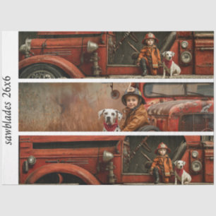 Papier Mousseline Camion de pompier découpé Enfant Dalmatien Scie à