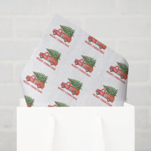 Papier Mousseline Camion de pompiers à l'aquarelle Noël 