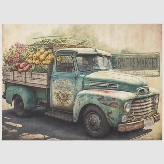 Papier Mousseline Camion du marché agricole (Recto)