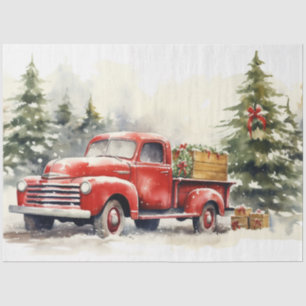 Papier Mousseline Camion Festif Vintage : Christmas Tree Farm Magic