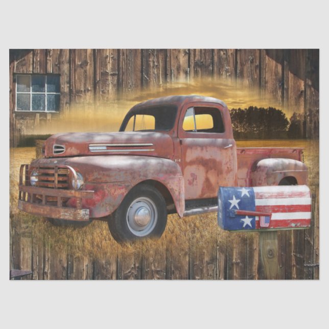 Papier Mousseline Camion rouge Vintage (Recto)