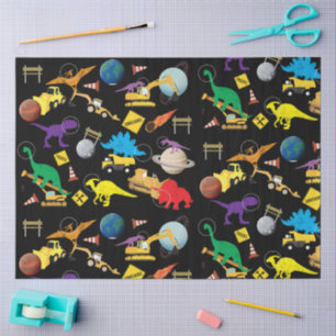 Papier Mousseline Camions de construction Astronaut Dinosaures dans
