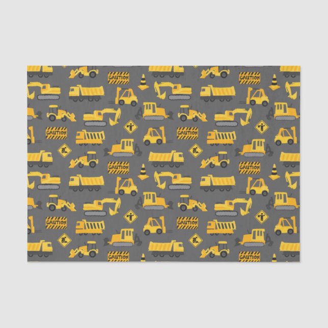Papier Mousseline Camions et panneaux de construction Motif Grey (Recto)