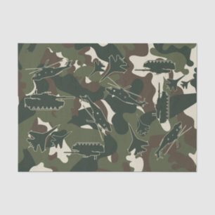 Papier Mousseline Camo Militaire Char Hélicoptère Jet Cadeau