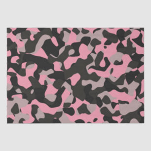 Papier Mousseline Camo rose et noir