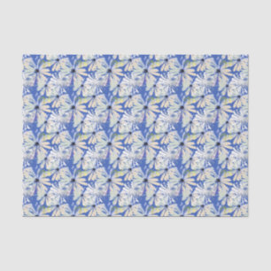 Papier Mousseline Camomilles Abstraites sur un arrière - plan bleu.
