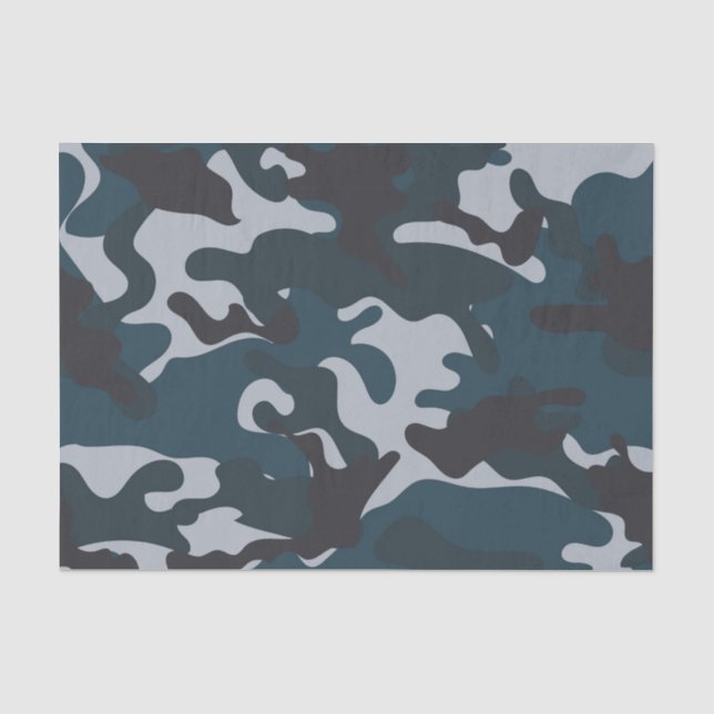 Papier Mousseline Camouflage bleu (Recto)