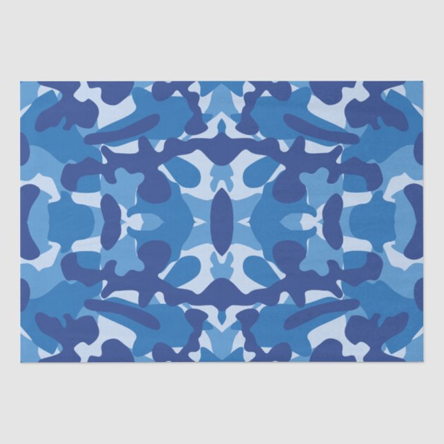 Papier Mousseline Camouflage bleu Camo Motif de l'armée Monogramme (Recto)