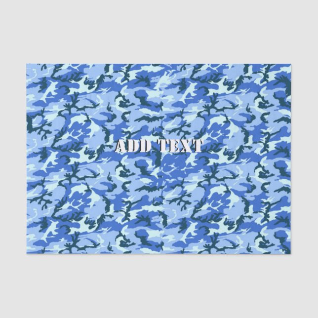 Papier Mousseline Camouflage bleu ciel Woodland (Recto)