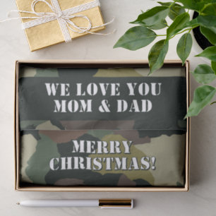 Papier Mousseline Camouflage Brown vert militaire Joyeux Noël