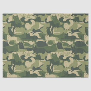 Papier Mousseline Camouflage Chats Motif Armée Green Kitty Cats Camo