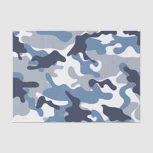 Papier Mousseline Camouflage de bleu et de blanc