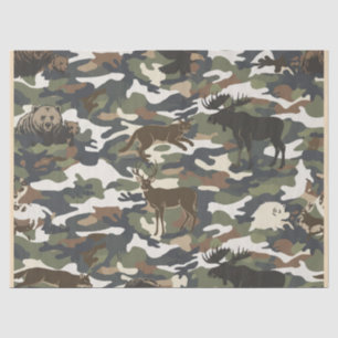 Papier Mousseline Camouflage de style aquarelle avec des animaux