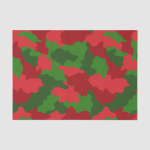 Papier Mousseline Camouflage des Fêtes Rouge et Vert