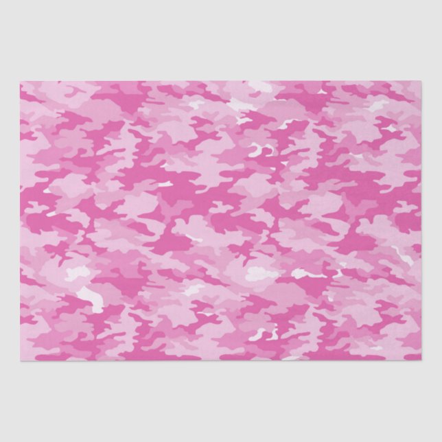 Papier Mousseline Camouflage rose et blanc Anniversaire (Recto)